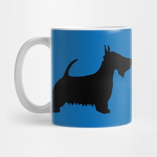 Scottish Terrier Dog Silhouette - Black on Scottish Saltire Blue Background Mug